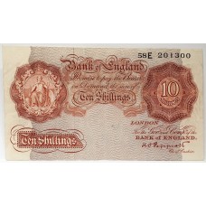 GREAT BRITAIN UK 1940 . TEN 10 SHILLINGS BANKNOTE . ERROR . MISSING LEFT HAND SERIAL